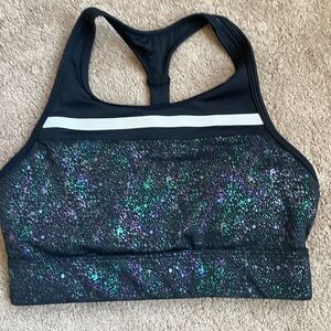 Zyia black reflective mirage light n tight racer bra